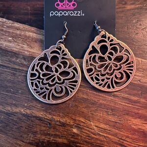 Paparazzi Bronze Floral Earrings